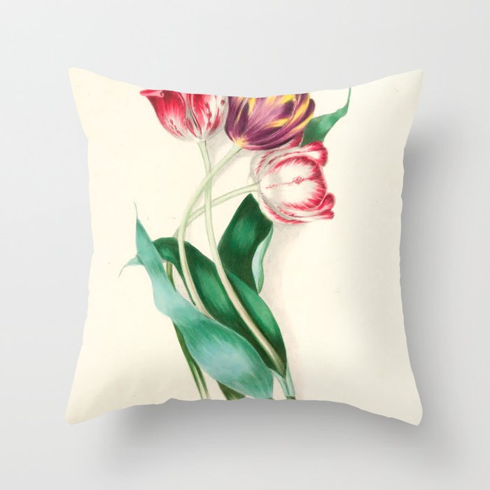Tulips by Clarissa Munger Badger, "Floral Belles," 1866 (benefitting The Nature Conservancy) Throw Pillow Gallery Image 6