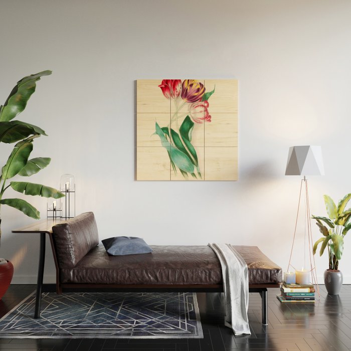 Tulips by Clarissa Munger Badger, "Floral Belles," 1866 (benefitting The Nature Conservancy) Wood Wall Art Gallery Image 2