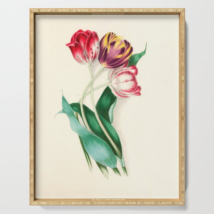 Tulips by Clarissa Munger Badger, "Floral Belles," 1866 (benefitting The Nature Conservancy) Serving Tray Gallery Image 1