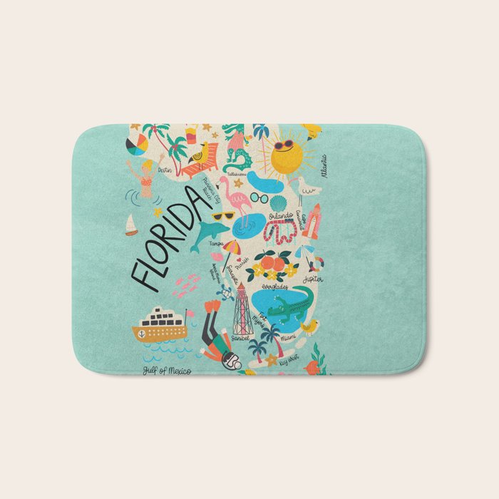 Florida State Beach Map Bath Mat Gallery Image 1