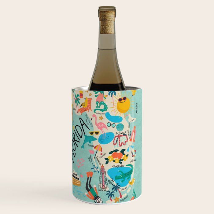 Florida State Beach Map Wine Chiller Gallery Image 1