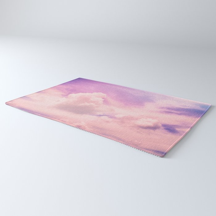 Pink And Purple Fluffy Colorful Clouds Cotton Candy Texture Rug Gallery Image 3