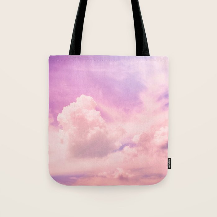 Pink And Purple Fluffy Colorful Clouds Cotton Candy Texture Tote Bag Gallery Image 1