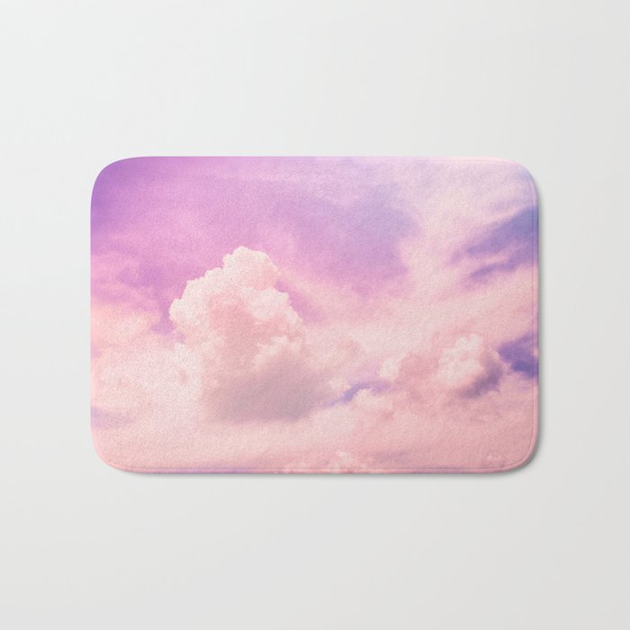 Pink And Purple Fluffy Colorful Clouds Cotton Candy Texture Bath Mat Gallery Image 1