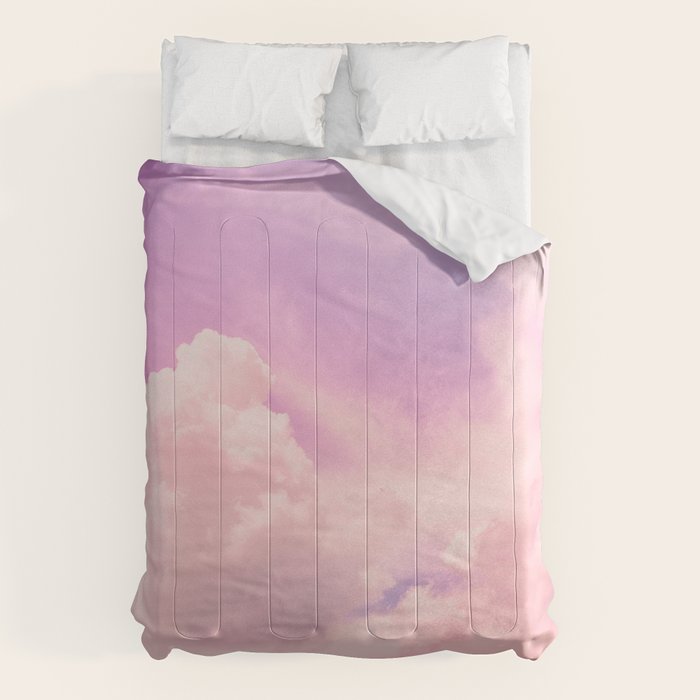 Pink And Purple Fluffy Colorful Clouds Cotton Candy Texture Comforter Gallery Image 6