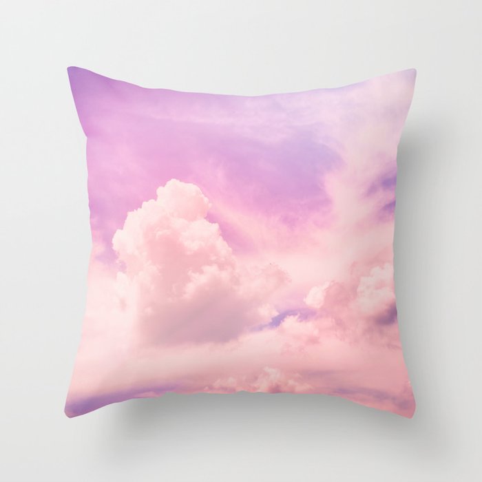 Pink And Purple Fluffy Colorful Clouds Cotton Candy Texture Throw Pillow Gallery Image 1