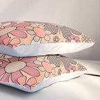 Retro Garden Gingham Flowers Vintage Pattern Peach Mauve Pillow Sham Gallery Image 3