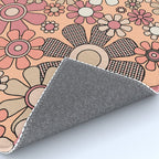Retro Garden Gingham Flowers Vintage Pattern Peach Mauve Rug Gallery Image 4