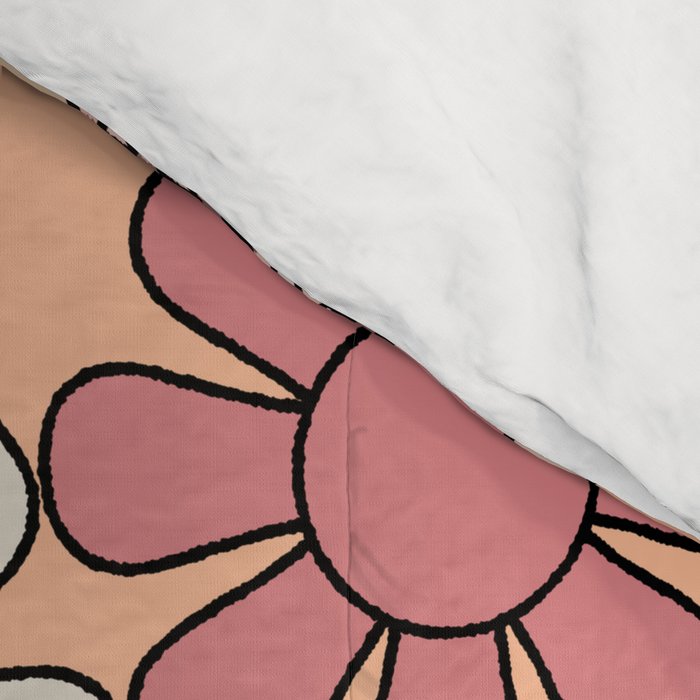 Retro Garden Gingham Flowers Vintage Pattern Peach Mauve Comforter Gallery Image 4
