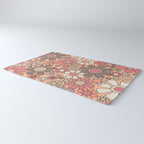 Retro Garden Gingham Flowers Vintage Pattern Peach Mauve Rug Gallery Image 3