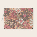Retro Garden Gingham Flowers Vintage Pattern Peach Mauve Laptop Sleeve Gallery Image 1
