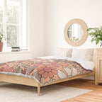 Retro Garden Gingham Flowers Vintage Pattern Peach Mauve Duvet Cover Gallery Image 2