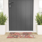 Retro Garden Gingham Flowers Vintage Pattern Peach Mauve Welcome Mat Gallery Image 3