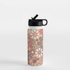 Retro Garden Gingham Flowers Vintage Pattern Peach Mauve Water Bottle Gallery Image 1