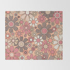 Retro Garden Gingham Flowers Vintage Pattern Peach Mauve Throw Blanket Gallery Image 2