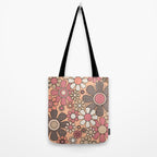 Retro Garden Gingham Flowers Vintage Pattern Peach Mauve Tote Bag Gallery Image 2