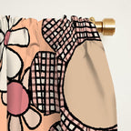 Retro Garden Gingham Flowers Vintage Pattern Peach Mauve Window Curtain Gallery Image 2