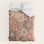 Retro Garden Gingham Flowers Vintage Pattern Peach Mauve Duvet Cover Gallery Image 6