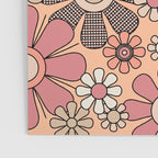 Retro Garden Gingham Flowers Vintage Pattern Peach Mauve Poster Gallery Image 3
