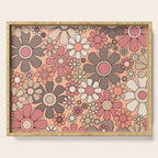 Retro Garden Gingham Flowers Vintage Pattern Peach Mauve Serving Tray Gallery Image 1