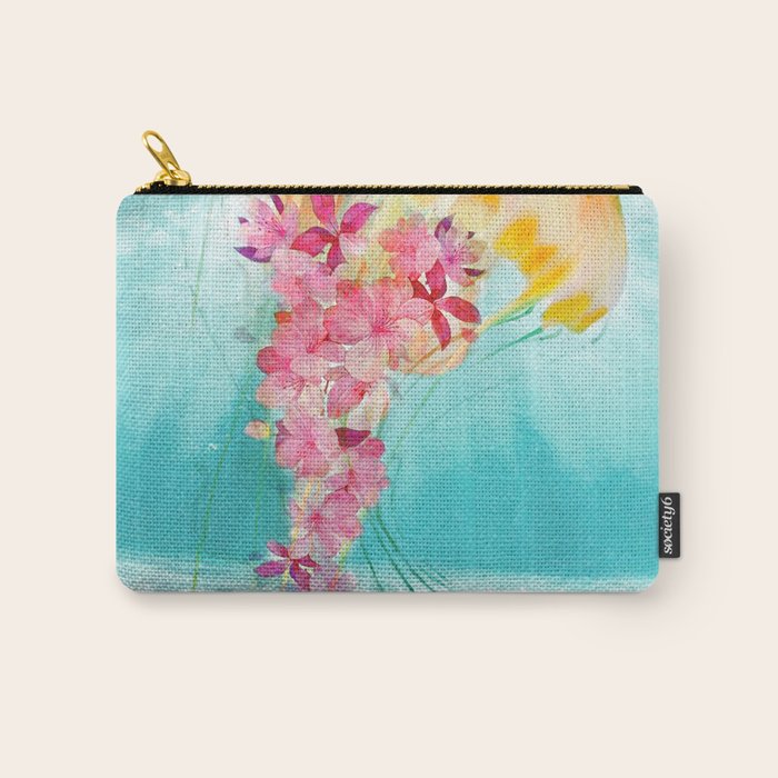 Jellyfish with Flowers Carry All Pouch Gallery Image 1