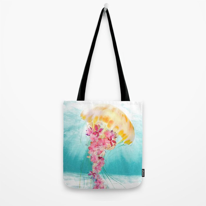Jellyfish with Flowers Tote Bag Gallery Image 2