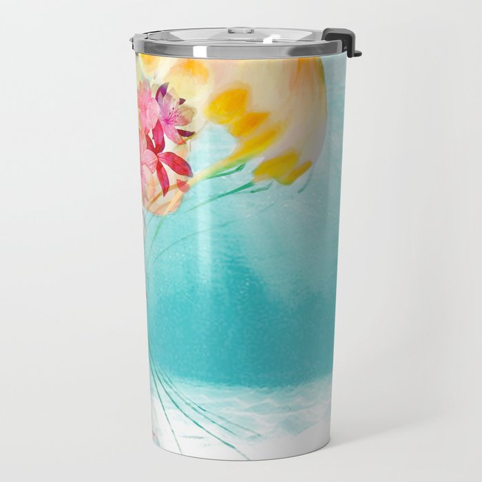 Jellyfish with Flowers Travel Mug Gallery Image 2