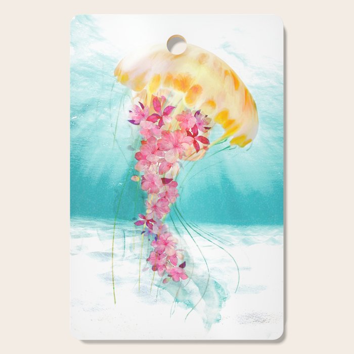 Jellyfish with Flowers Cutting Board Gallery Image 1