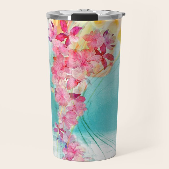Jellyfish with Flowers Travel Mug Gallery Image 1