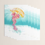 Jellyfish with Flowers Wrapping Paper Gallery Image 3