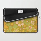 70s groovy retro floral pattern orange brown green handdrawn by surfy birdy  Laptop Sleeve Gallery Image 2