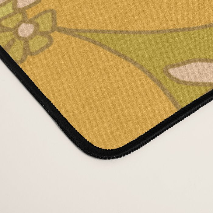 70s groovy retro floral pattern orange brown green handdrawn by surfy birdy  Desk Mat Gallery Image 4