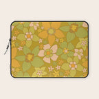 70s groovy retro floral pattern orange brown green handdrawn by surfy birdy  Laptop Sleeve Gallery Image 1