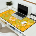 70s groovy retro floral pattern orange brown green handdrawn by surfy birdy  Desk Mat Gallery Image 2
