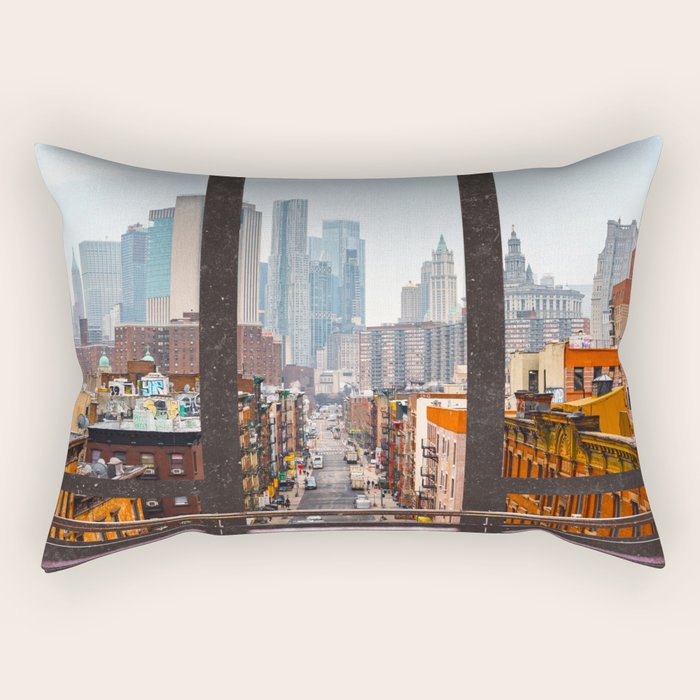 New York City Window Views Rectangular Pillow Gallery Image 1