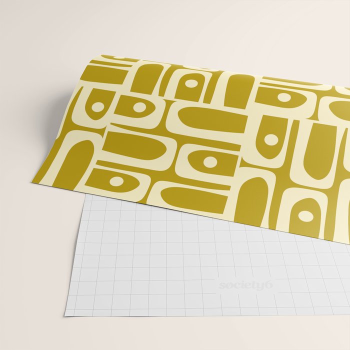Eclectic Mid Century Modern Piquet Multi Pattern in Chartreuse and Cream Wrapping Paper Gallery Image 2