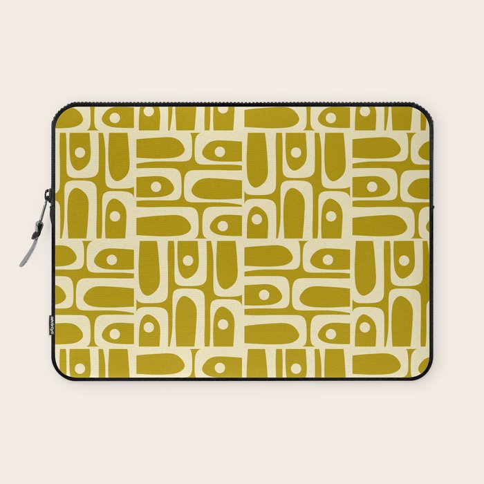 Eclectic Mid Century Modern Piquet Multi Pattern in Chartreuse and Cream Laptop Sleeve Gallery Image 1