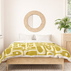 Eclectic Mid Century Modern Piquet Multi Pattern in Chartreuse and Cream Duvet Cover Gallery Image 3