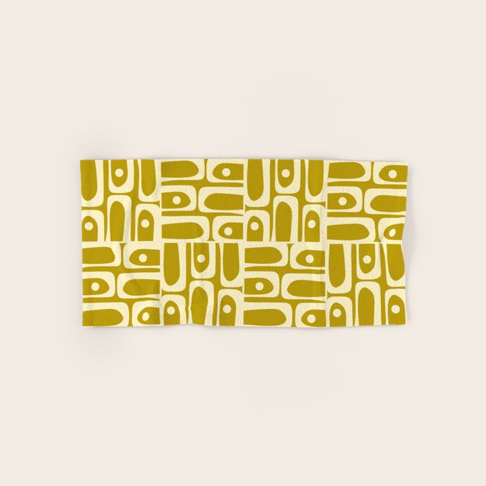Eclectic Mid Century Modern Piquet Multi Pattern in Chartreuse and Cream Bath Towel Gallery Image 1