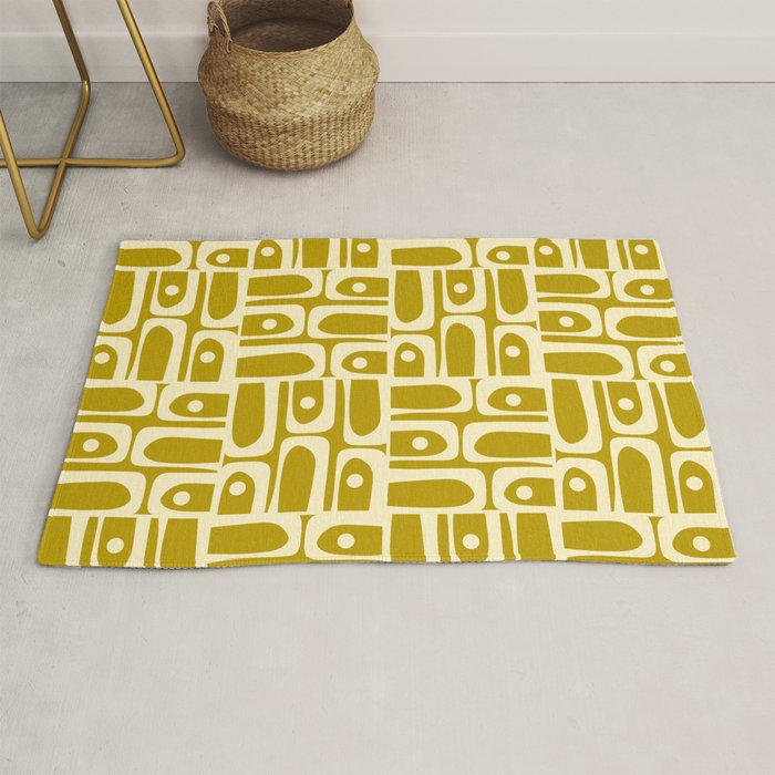 Eclectic Mid Century Modern Piquet Multi Pattern in Chartreuse and Cream Rug Gallery Image 1