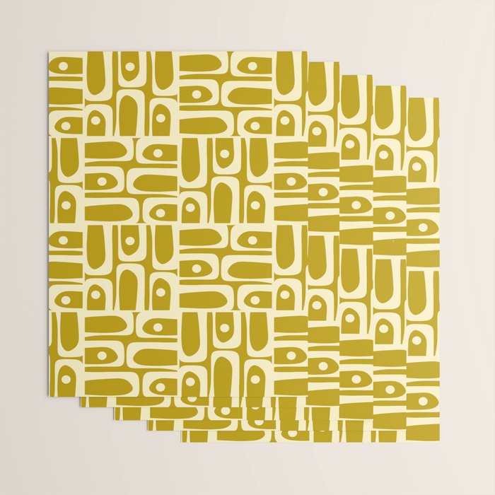 Eclectic Mid Century Modern Piquet Multi Pattern in Chartreuse and Cream Wrapping Paper Gallery Image 3