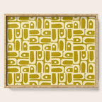 Eclectic Mid Century Modern Piquet Multi Pattern in Chartreuse and Cream Serving Tray Gallery Image 1
