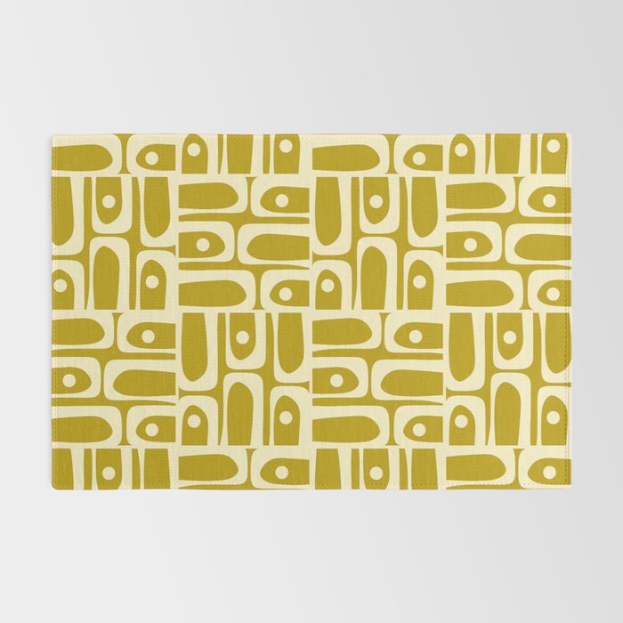 Eclectic Mid Century Modern Piquet Multi Pattern in Chartreuse and Cream Rug Gallery Image 2