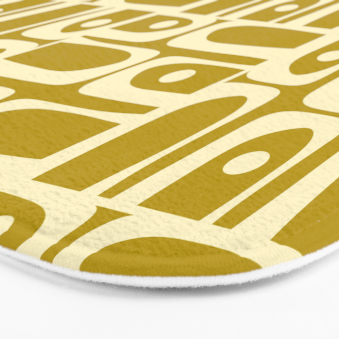 Eclectic Mid Century Modern Piquet Multi Pattern in Chartreuse and Cream Bath Mat Gallery Image 3
