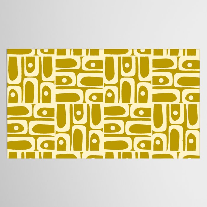 Eclectic Mid Century Modern Piquet Multi Pattern in Chartreuse and Cream Tablecloth Gallery Image 2