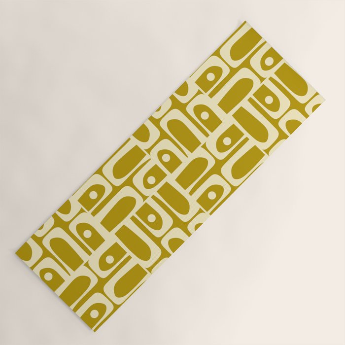 Eclectic Mid Century Modern Piquet Multi Pattern in Chartreuse and Cream Yoga Mat Gallery Image 1