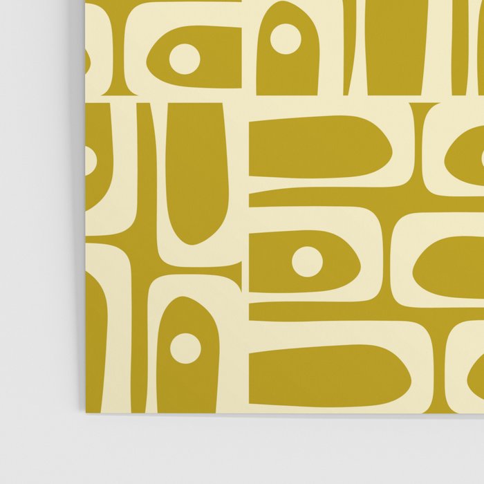 Eclectic Mid Century Modern Piquet Multi Pattern in Chartreuse and Cream Poster Gallery Image 3