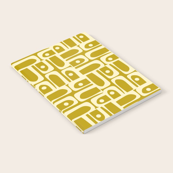 Eclectic Mid Century Modern Piquet Multi Pattern in Chartreuse and Cream Notebook Gallery Image 1