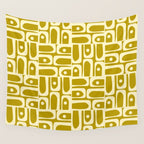 Eclectic Mid Century Modern Piquet Multi Pattern in Chartreuse and Cream Wall Tapestry Gallery Image 4