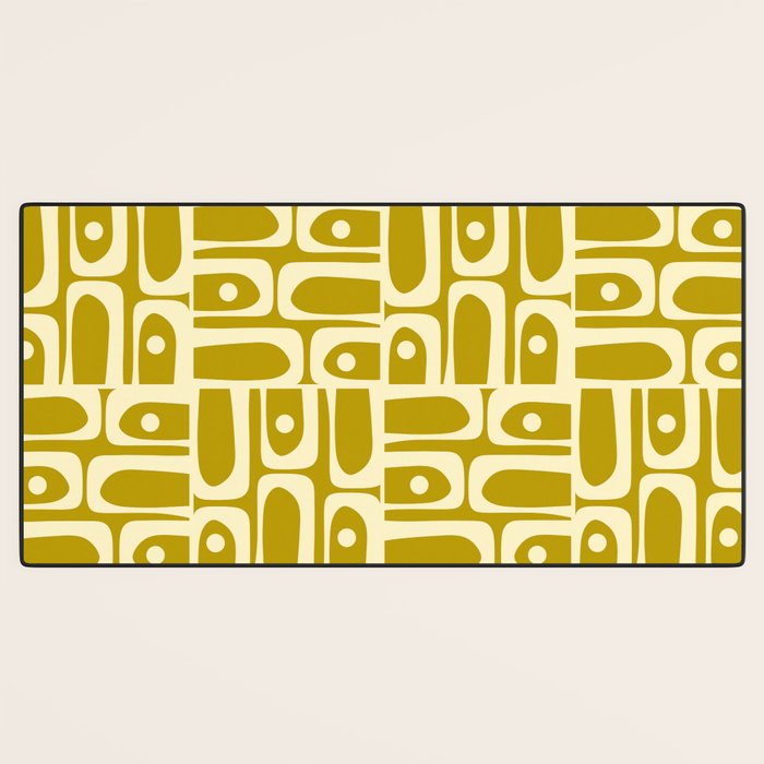 Eclectic Mid Century Modern Piquet Multi Pattern in Chartreuse and Cream Desk Mat Gallery Image 3